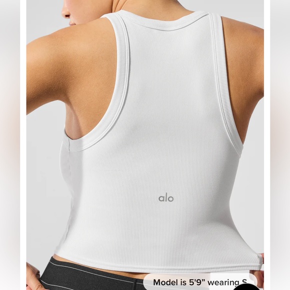 ALO YOGA GODDESS RIBBED GO-TO TANK | WHITE | SIZE: M - Picture 6 of 7